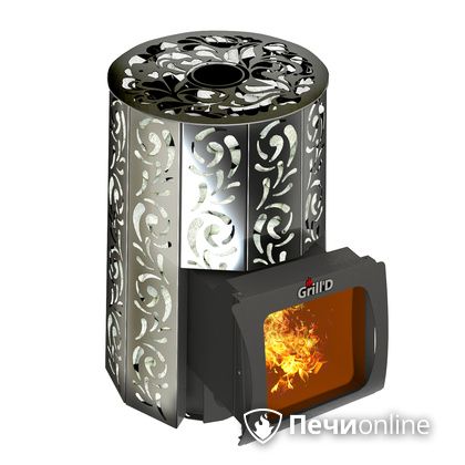 Дровяная печь-каменка GrillD Violet window short Max Жадеит 80 в Петрозаводске