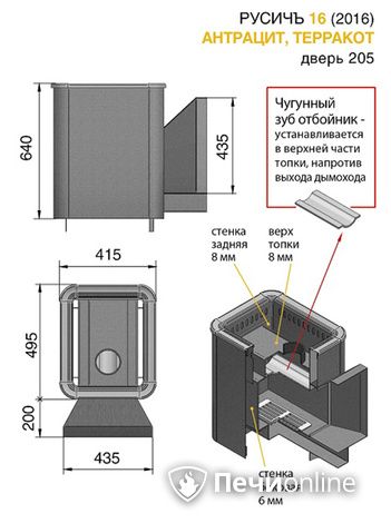 Дровяные печи-каменки Везувий Русичъ Антрацит 16 (205) 2016 в Петрозаводске