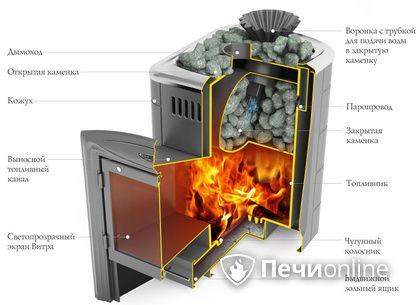 Дровяная печь-каменка TMF Гейзер Мини 2016 Inox Витра ЗК терракота в Петрозаводске