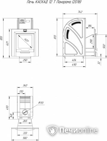 Дровяная банная печь Теплодар Каскад-12 Т Панорама (2018) в Петрозаводске