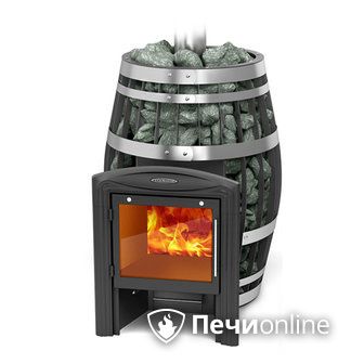 Дровяная банная печь TMF Саяны XXL 2015 Carbon Витра с закрытой каменкой и теплообменником в Петрозаводске