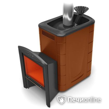 Дровяная банная печь TMF Гейзер 2014 Carbon Витра терракота в Петрозаводске