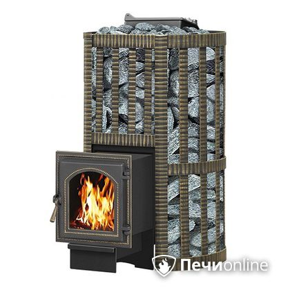 Дровяная банная печь Везувий Ураган Ковка 22 (270) с закрытой каменкой чугун в Петрозаводске