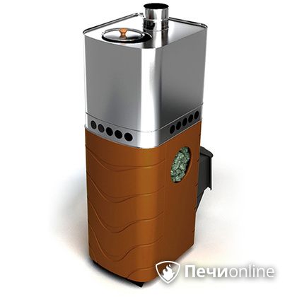 Дровяная банная печь TMF Бирюса 2013 Carbon терракота с закрытой каменкой в Петрозаводске